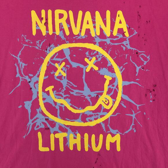 Nirvana Band Crew Neck Graphic Short Sleeve T Shirt Womens Size XL Pink - Picture 4 of 9